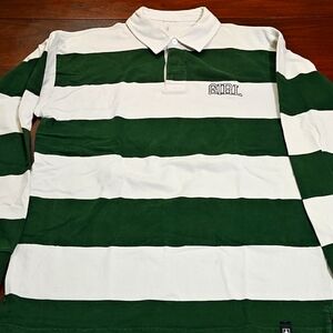 Girl Skateboards Green and White Striped Men's Shirt